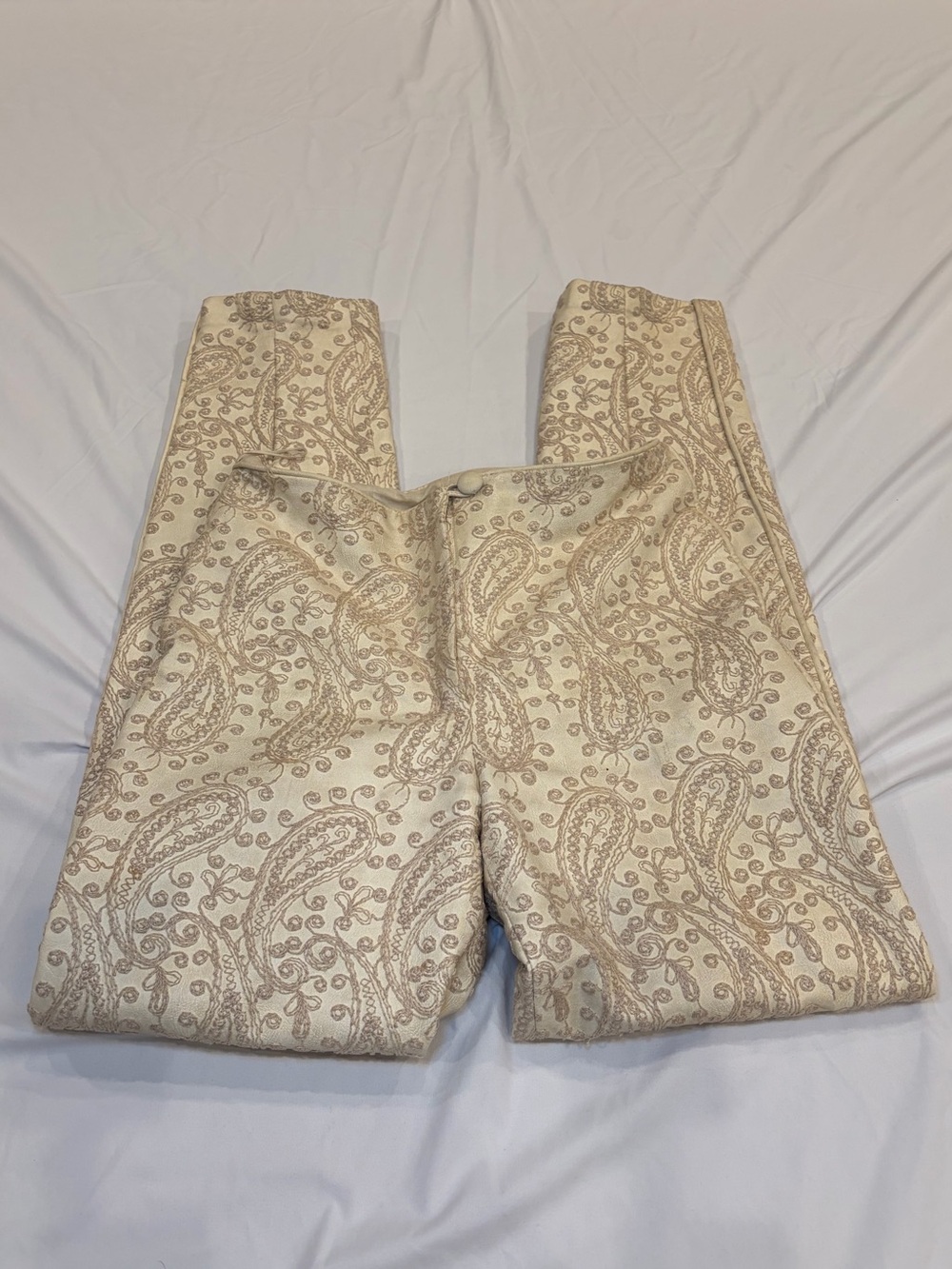 Women’s Vintage Bill Atkinson Glen of Michigan Cream Paisley Trousers